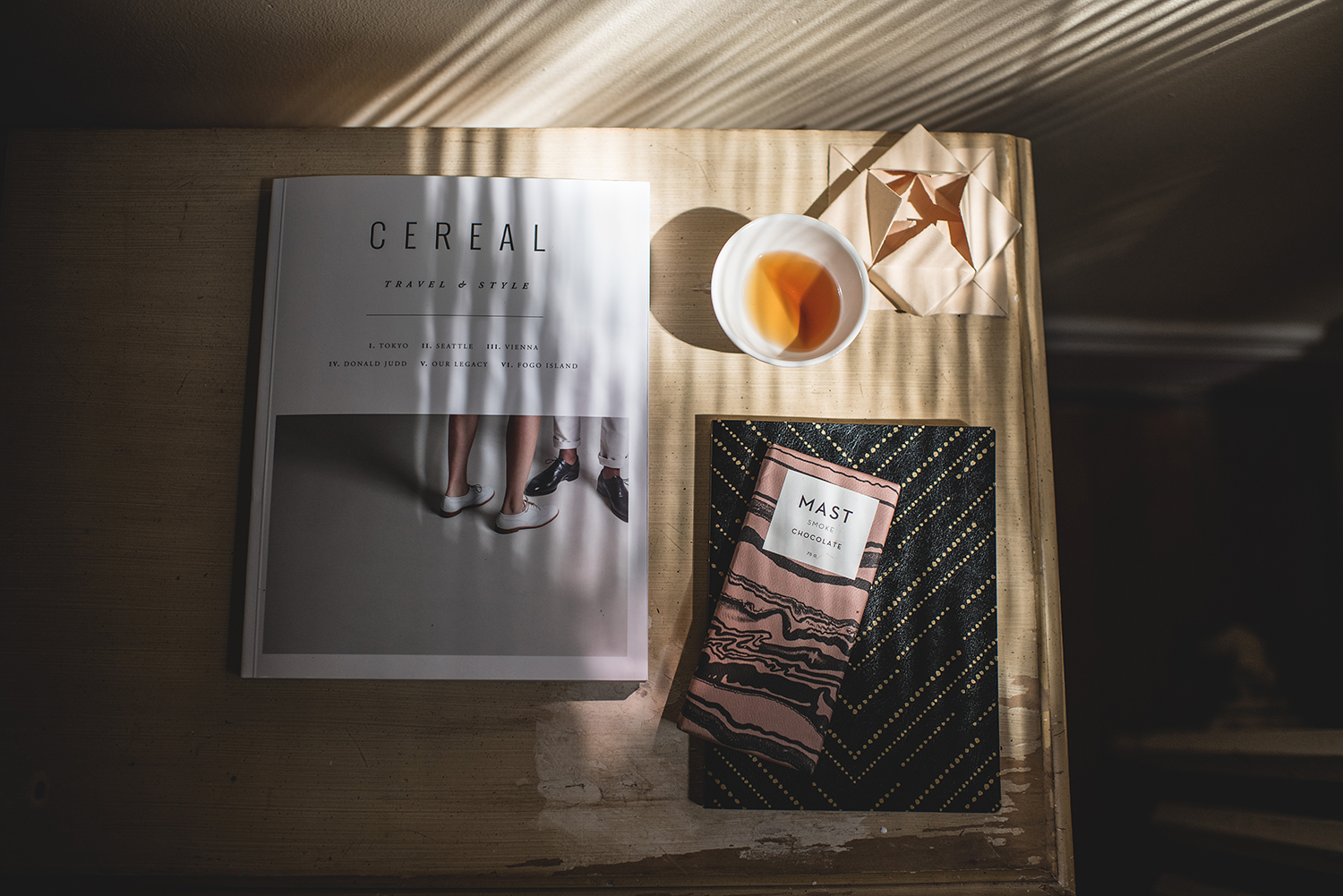 shadow photography flatlay magazine