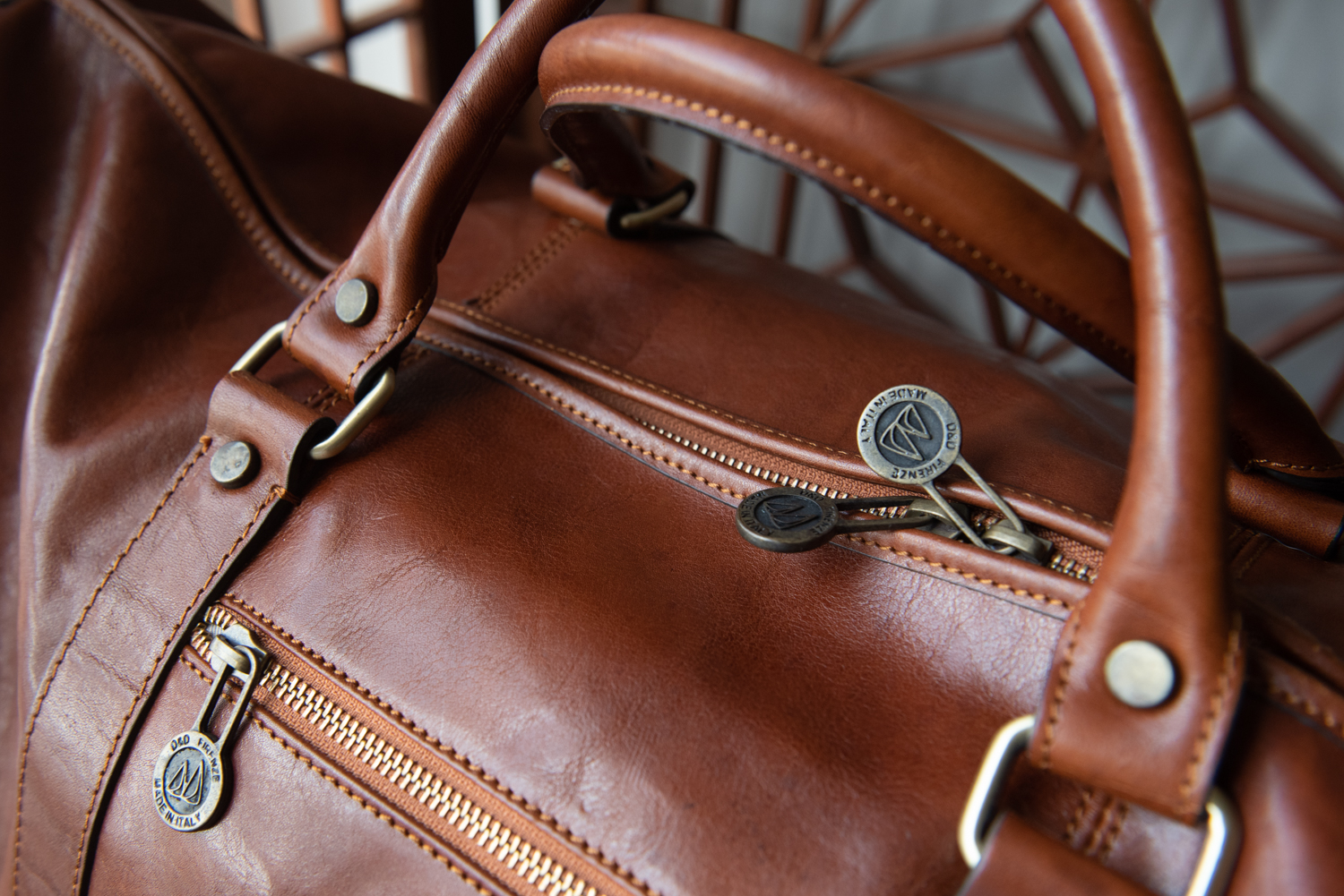 italian artisan leather weekender bag