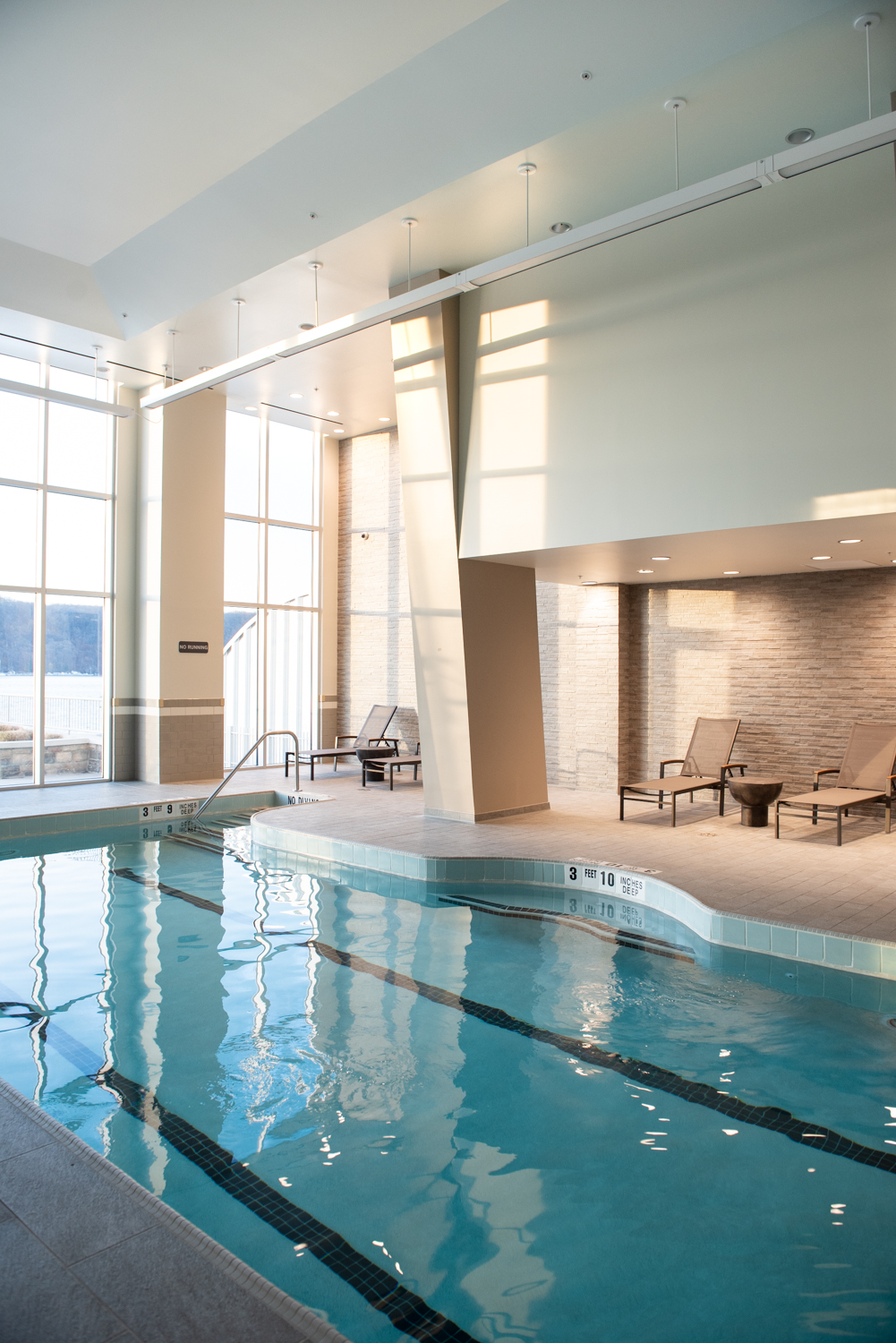 pool interior design blue sunlit