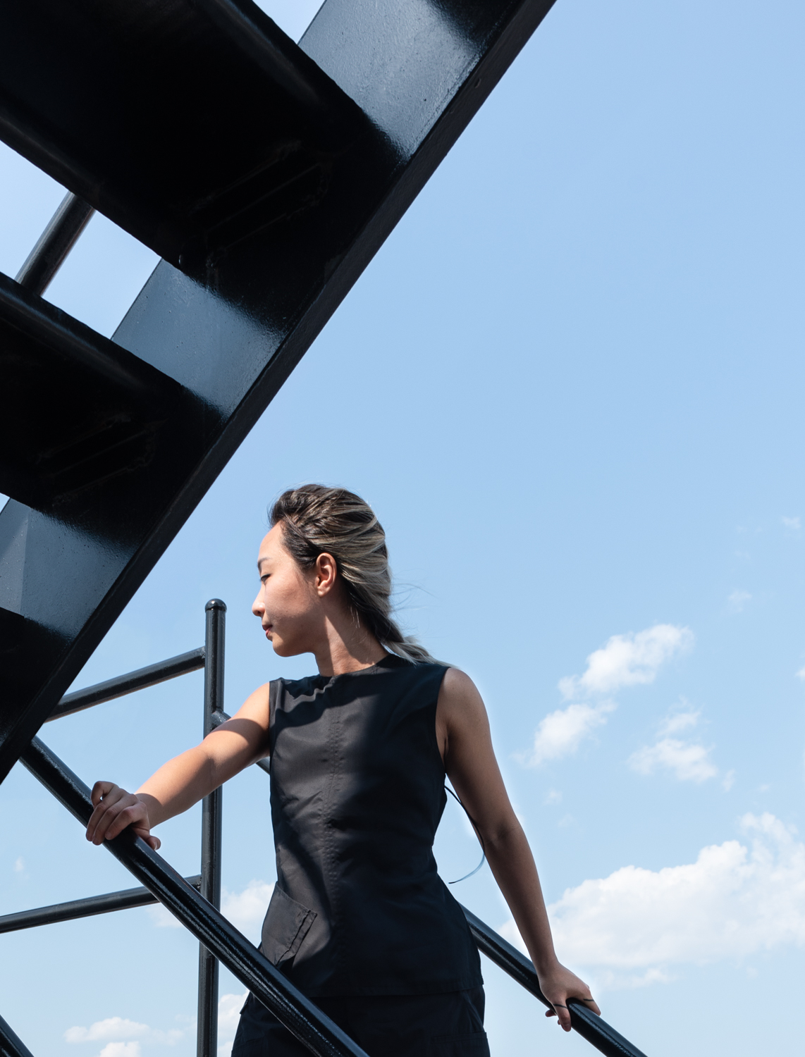 women shadow sunlight sky